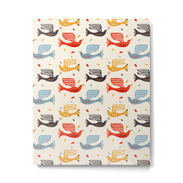Festive Birds retro pattern Metal Print Gallery Image 1