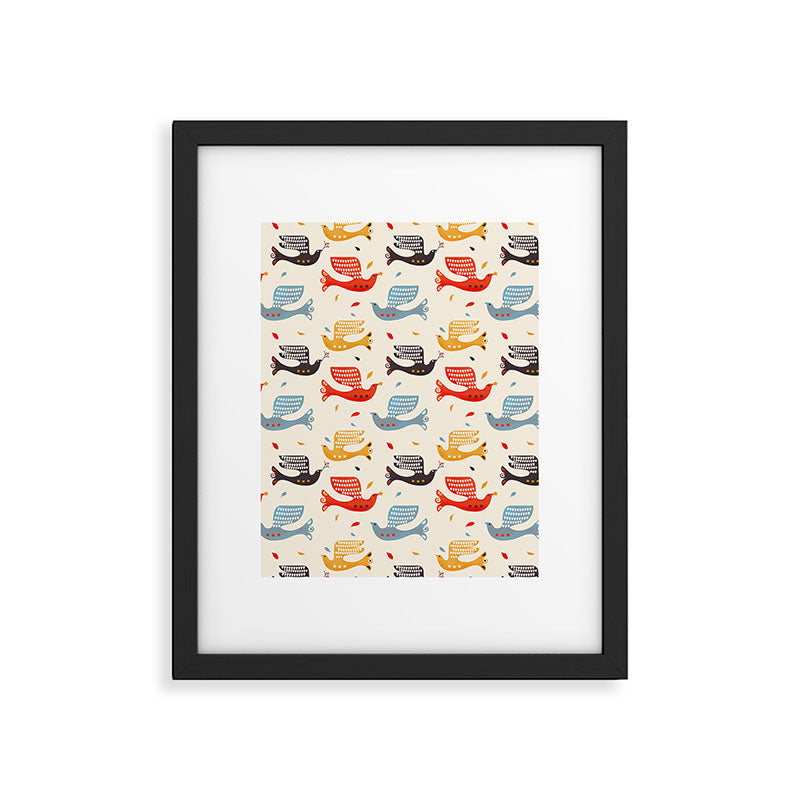 Festive Birds retro pattern Framed Art Print Gallery Image 6