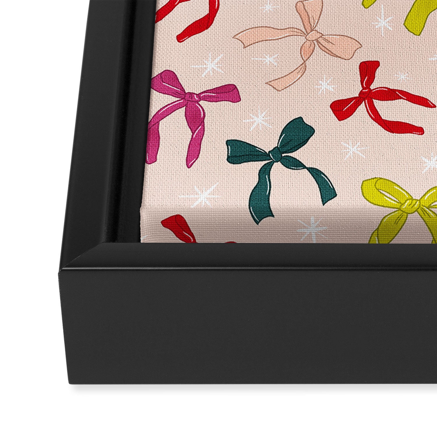 Festive Bows And Ribbons Pattern Framed Canvas Print Gallery Image 3