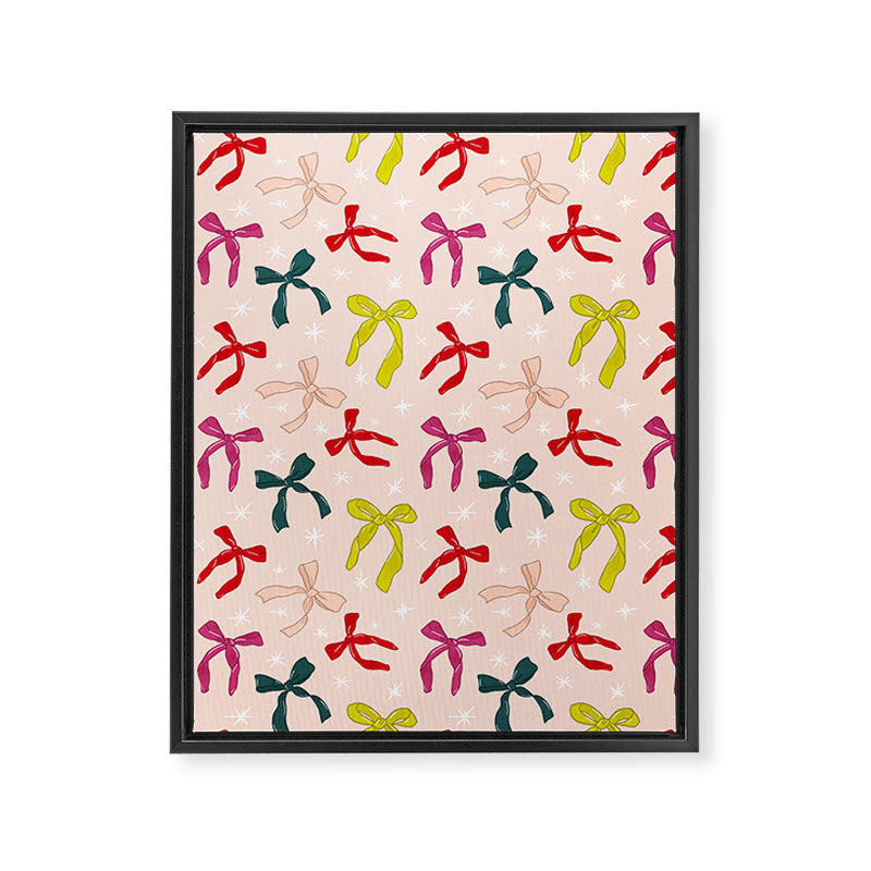 Festive Bows And Ribbons Pattern Framed Canvas Print Gallery Image 6
