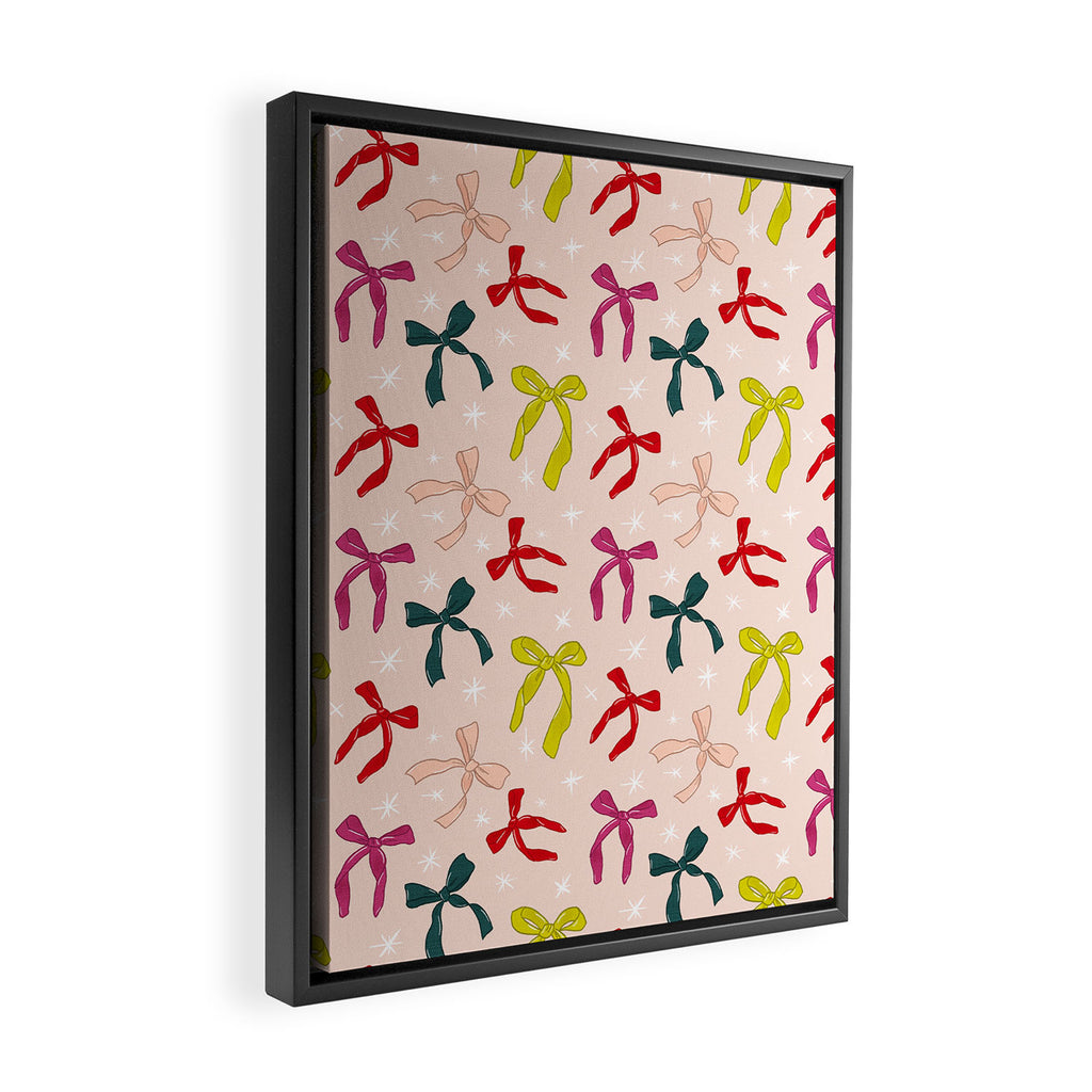 Festive Bows And Ribbons Pattern Framed Canvas Print Gallery Image 2