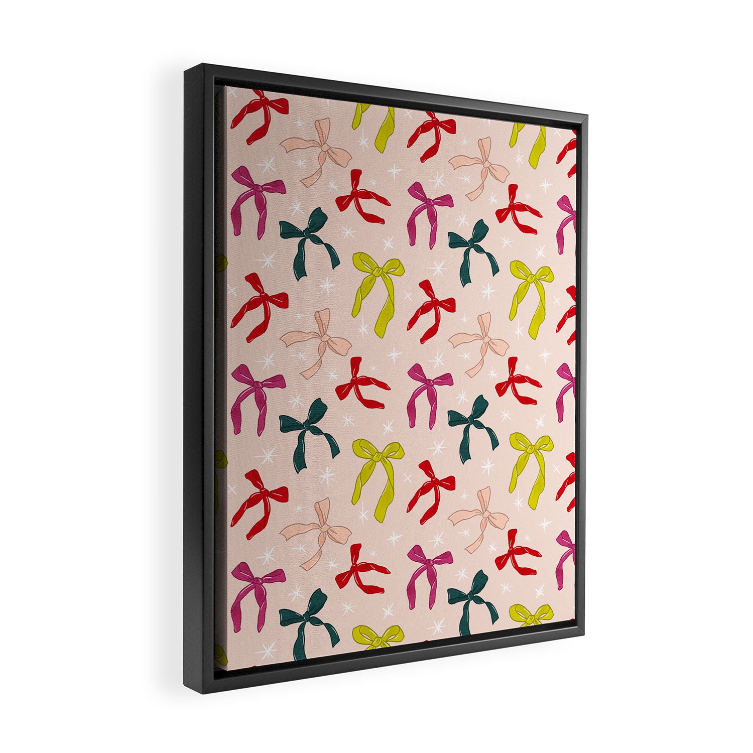 Festive Bows And Ribbons Pattern Framed Canvas Print Gallery Image 2