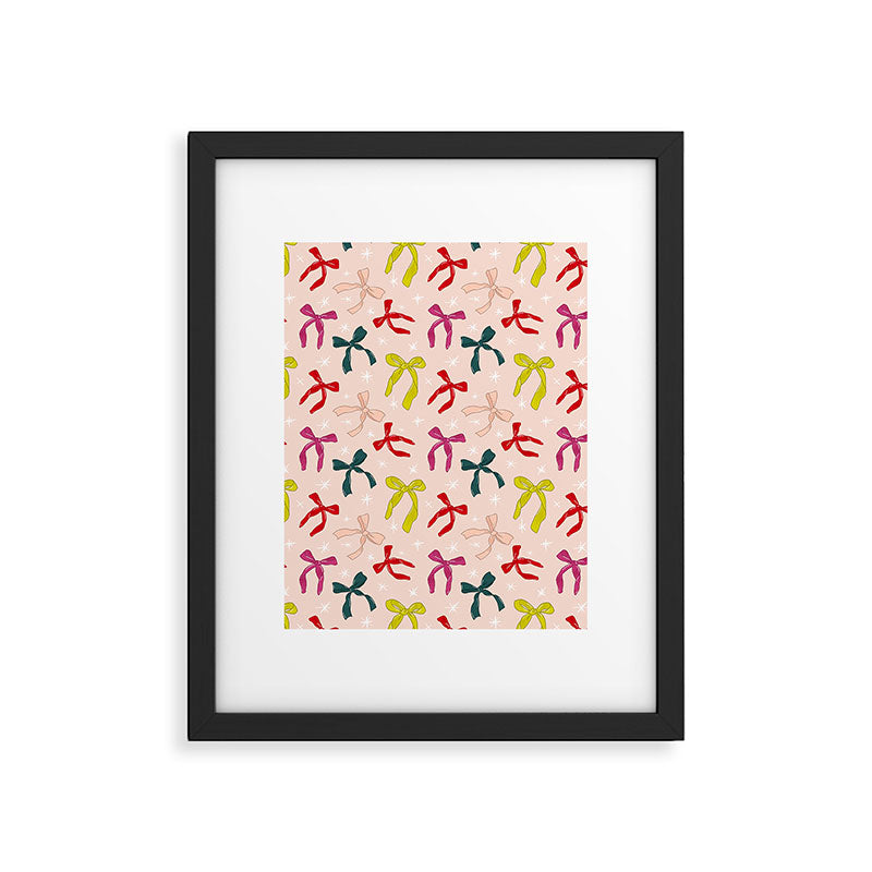 Festive Bows And Ribbons Pattern Framed Art Print Gallery Image 5