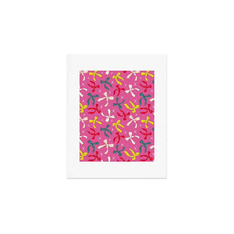Festive Bows on Pink Background Art Print Gallery Image 1