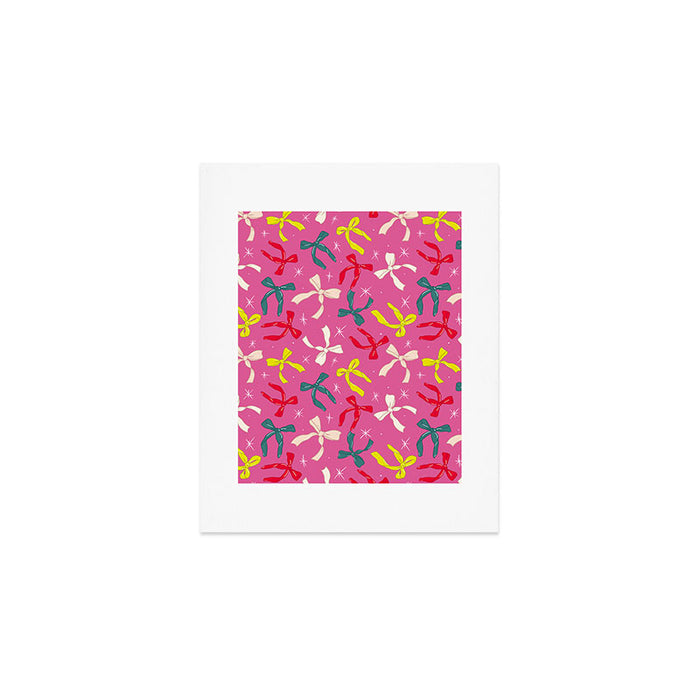 Festive Bows on Pink Background Art Print Gallery Image 1