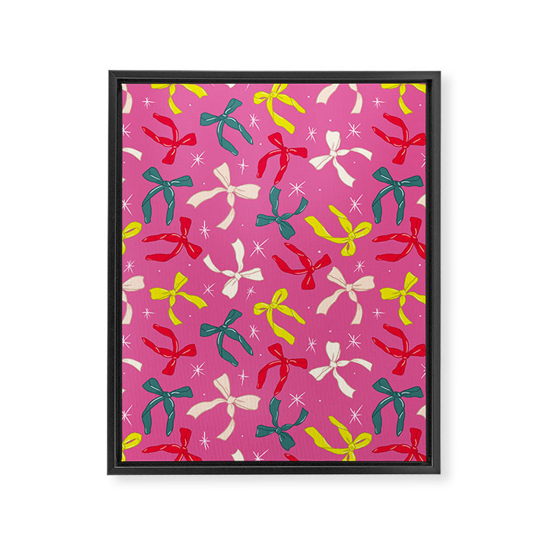 Festive Bows on Pink Background Framed Canvas Print Gallery Image 6