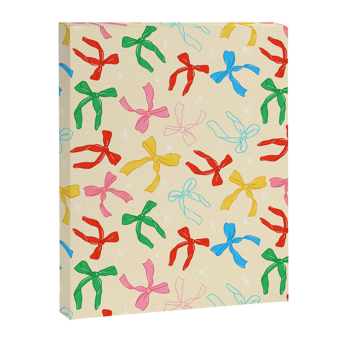 Festive Coquette Bow Pattern on Cream Canvas Print Gallery Image 1