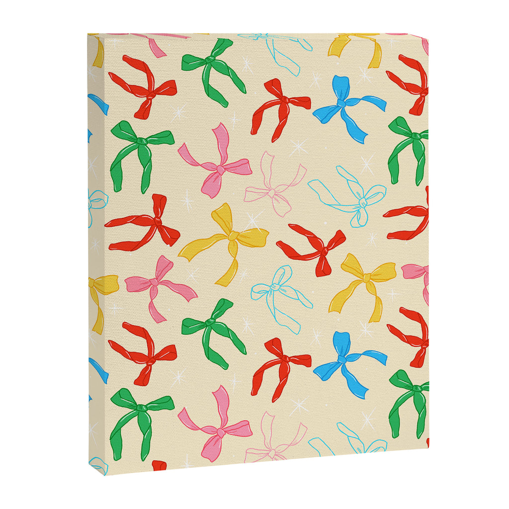 Festive Coquette Bow Pattern on Cream Canvas Print Gallery Image 6