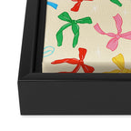 Festive Coquette Bow Pattern on Cream Framed Canvas Print Gallery Image 3