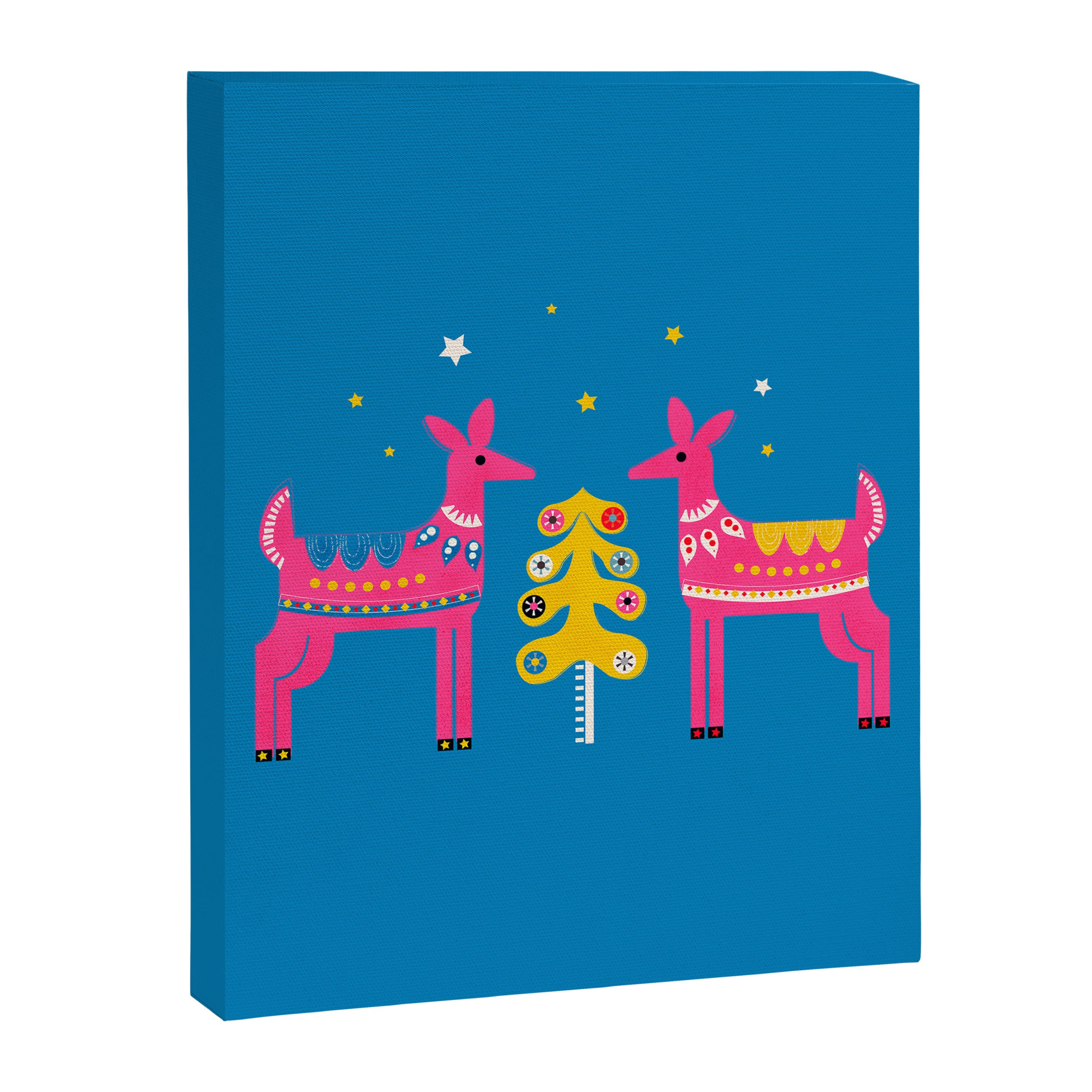 Festive Deers In Hot Pink Canvas Print Gallery Image 8