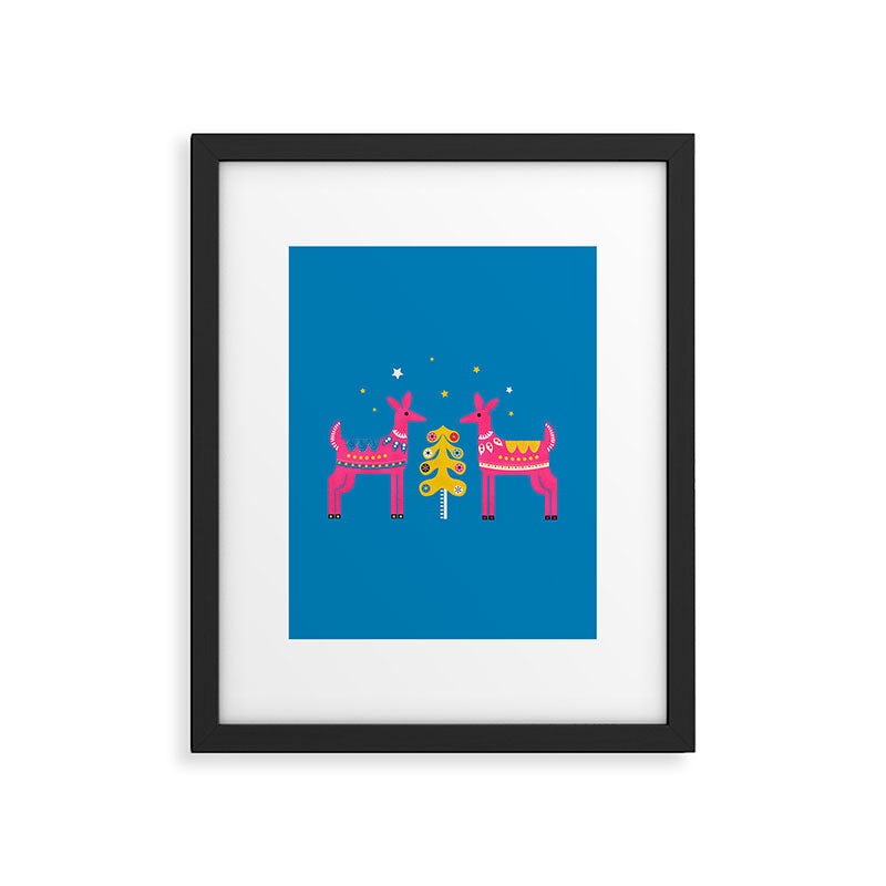 Festive Deers In Hot Pink Framed Art Print Gallery Image 6