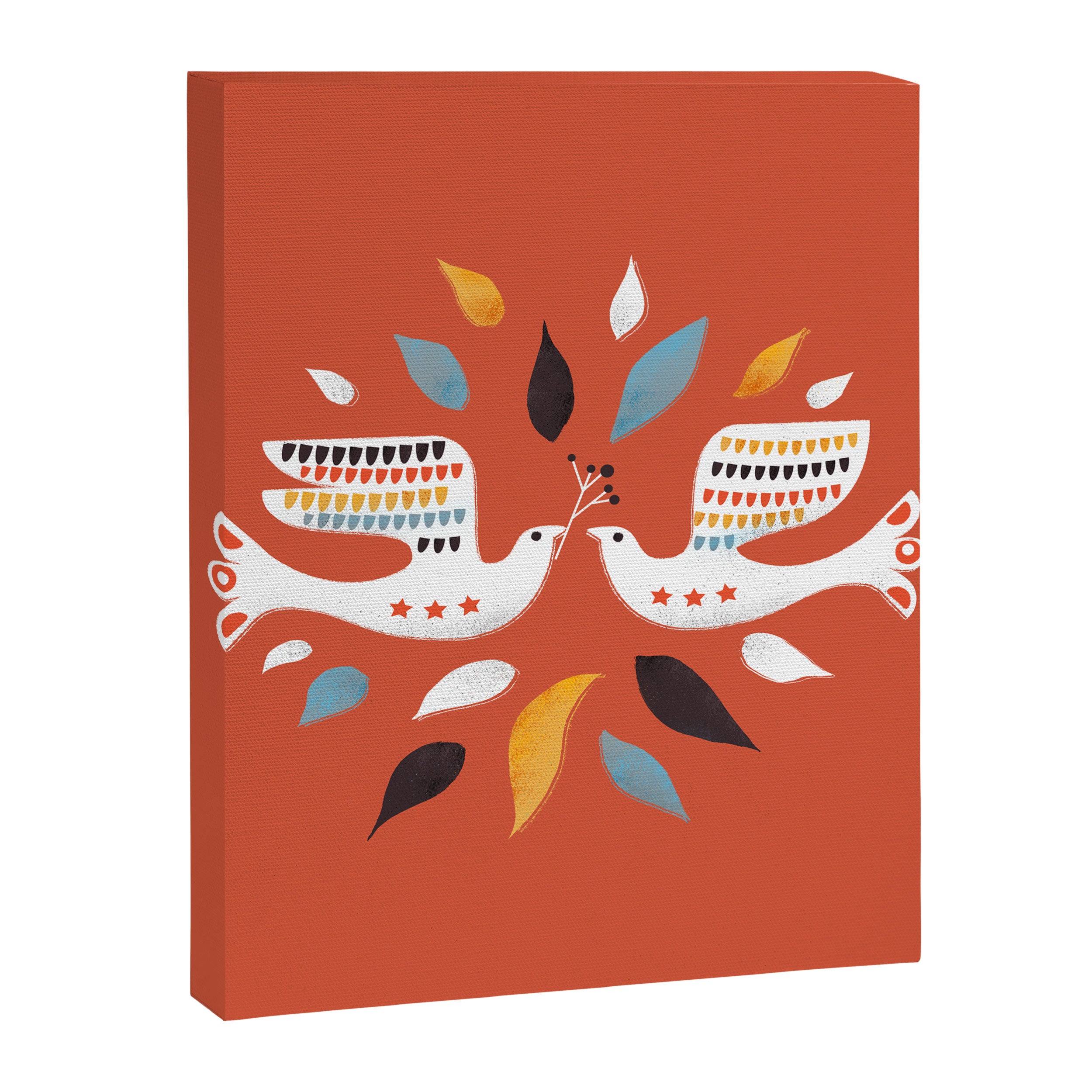 Festive doves - folk illustration Canvas Print Gallery Image 8