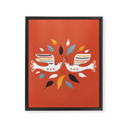 Festive doves - folk illustration Framed Canvas Print Gallery Image 8