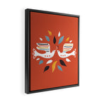 Festive doves - folk illustration Framed Canvas Print Gallery Image 2