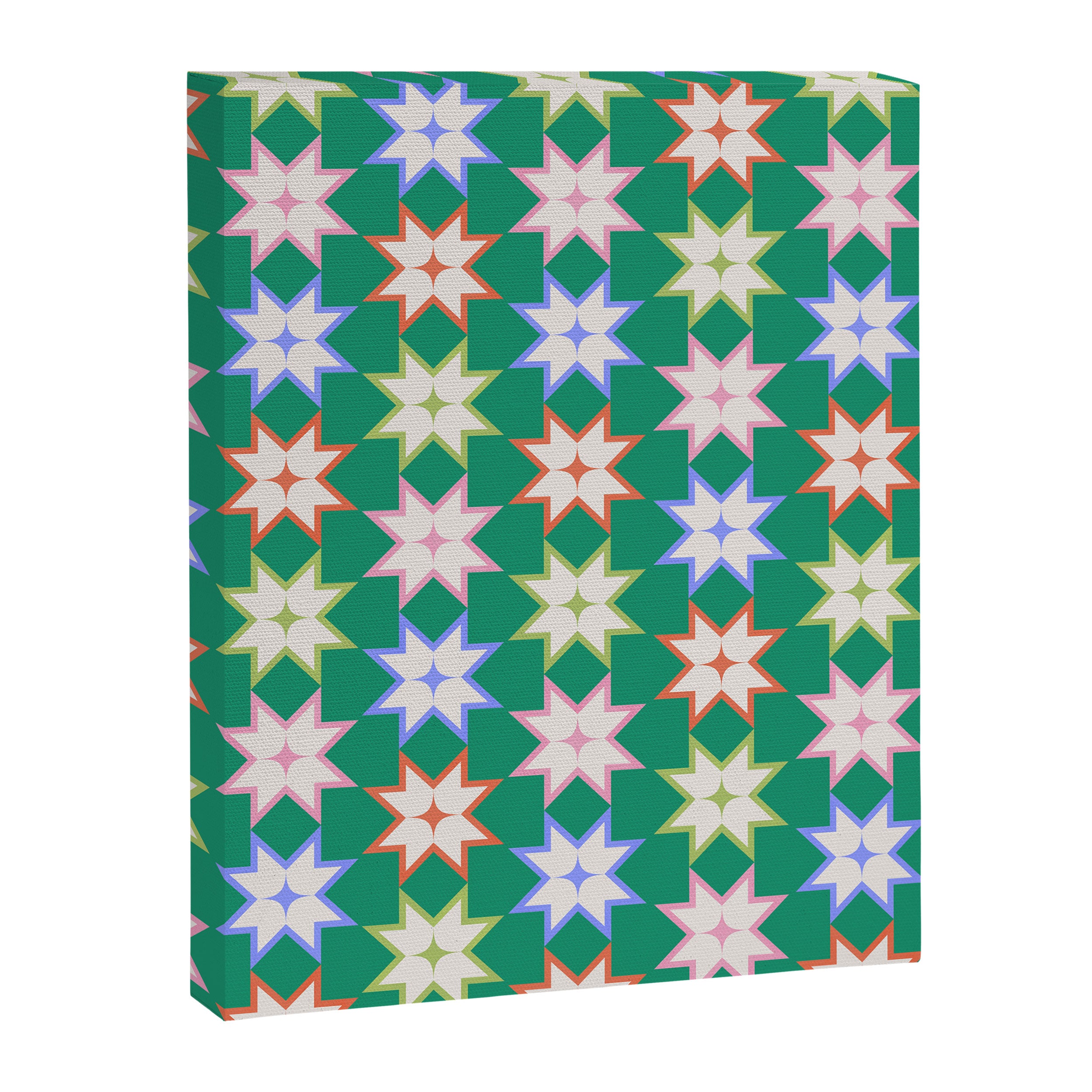 Festive Geometric Star Pattern on Green Canvas Print Gallery Image 8