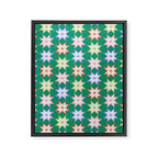 Festive Geometric Star Pattern on Green Framed Canvas Print Gallery Image 8