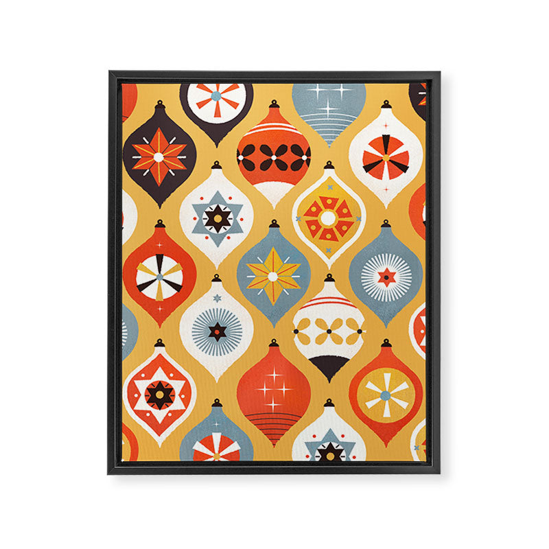 Festive Old-fashioned Christmas Tree Baubles Framed Canvas Print Gallery Image 8