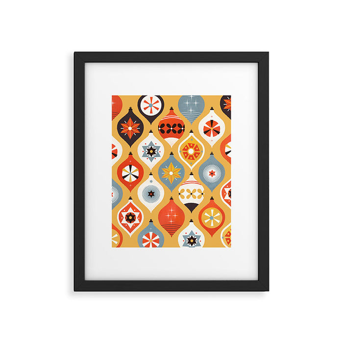 Festive Old-fashioned Christmas Tree Baubles Framed Art Print Gallery Image 1