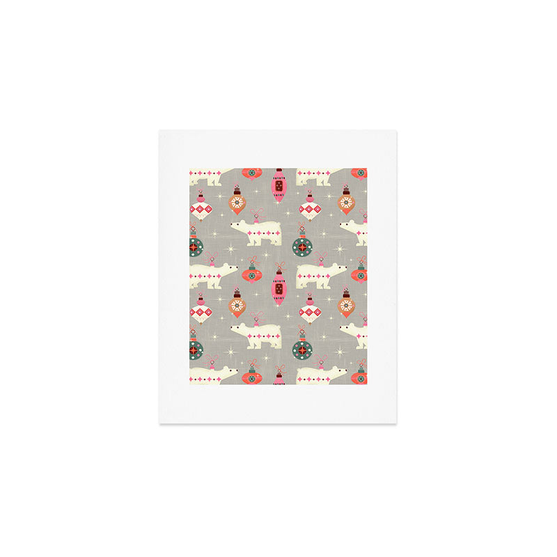 Festive Ornaments And Polar Bear Art Print Gallery Image 1