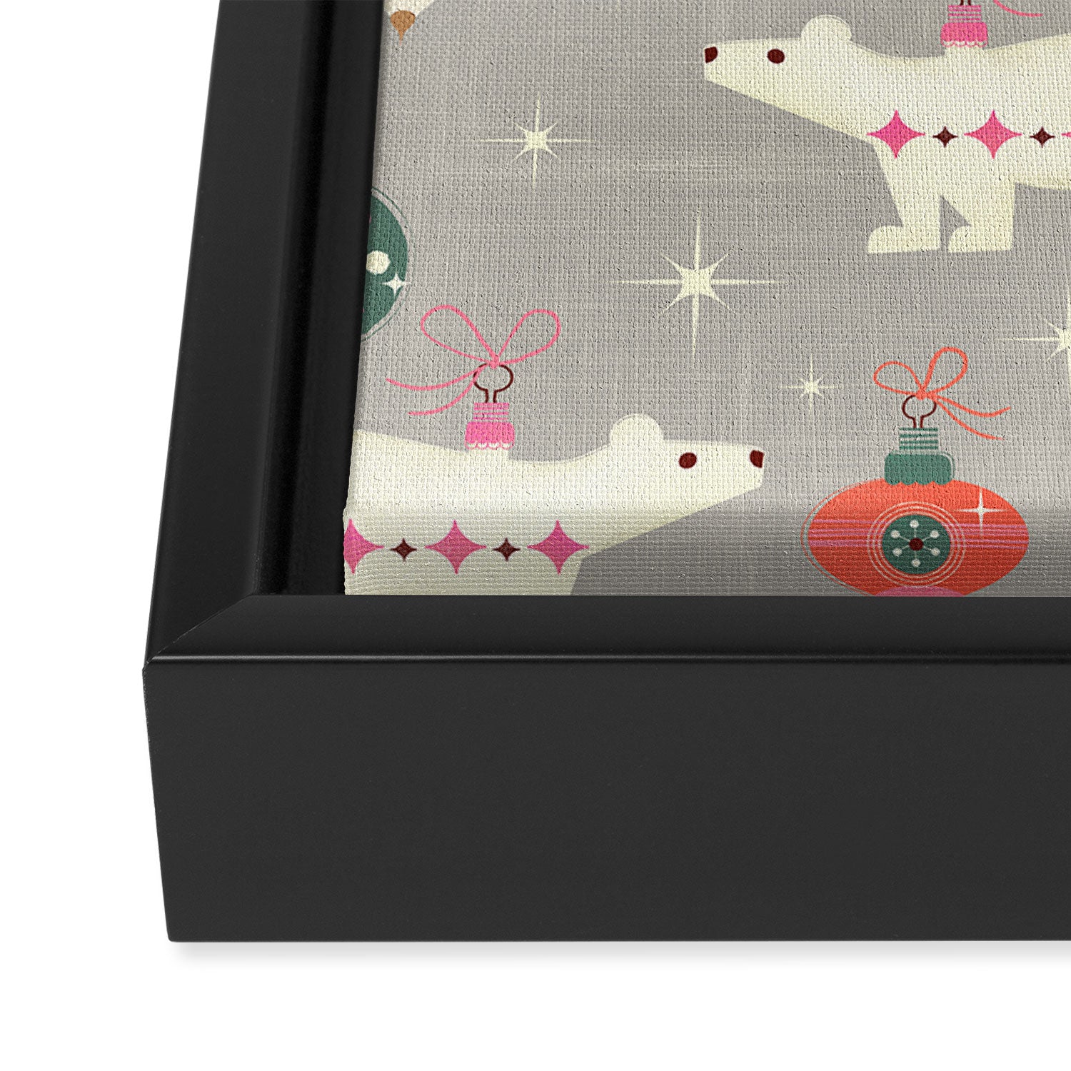 Festive Ornaments And Polar Bear Framed Canvas Print Gallery Image 3