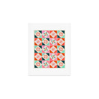 Festive Quilt Pattern in Pink, Red And Green Art Print Gallery Image 1