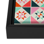 Festive Quilt Pattern in Pink, Red And Green Framed Canvas Print Gallery Image 3