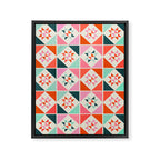 Festive Quilt Pattern in Pink, Red And Green Framed Canvas Print Gallery Image 8