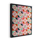 Festive Quilt Pattern in Pink, Red And Green Framed Canvas Print Gallery Image 2