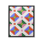 Festive Quilted Starburst Pattern - Vibrant Holiday Design Framed Canvas Print Gallery Image 8