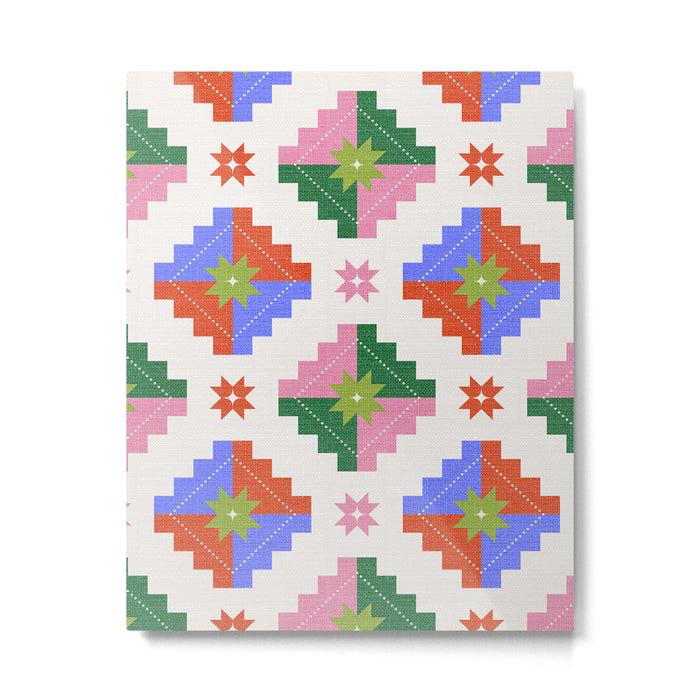 Festive Quilted Starburst Pattern - Vibrant Holiday Design Metal Print Gallery Image 1