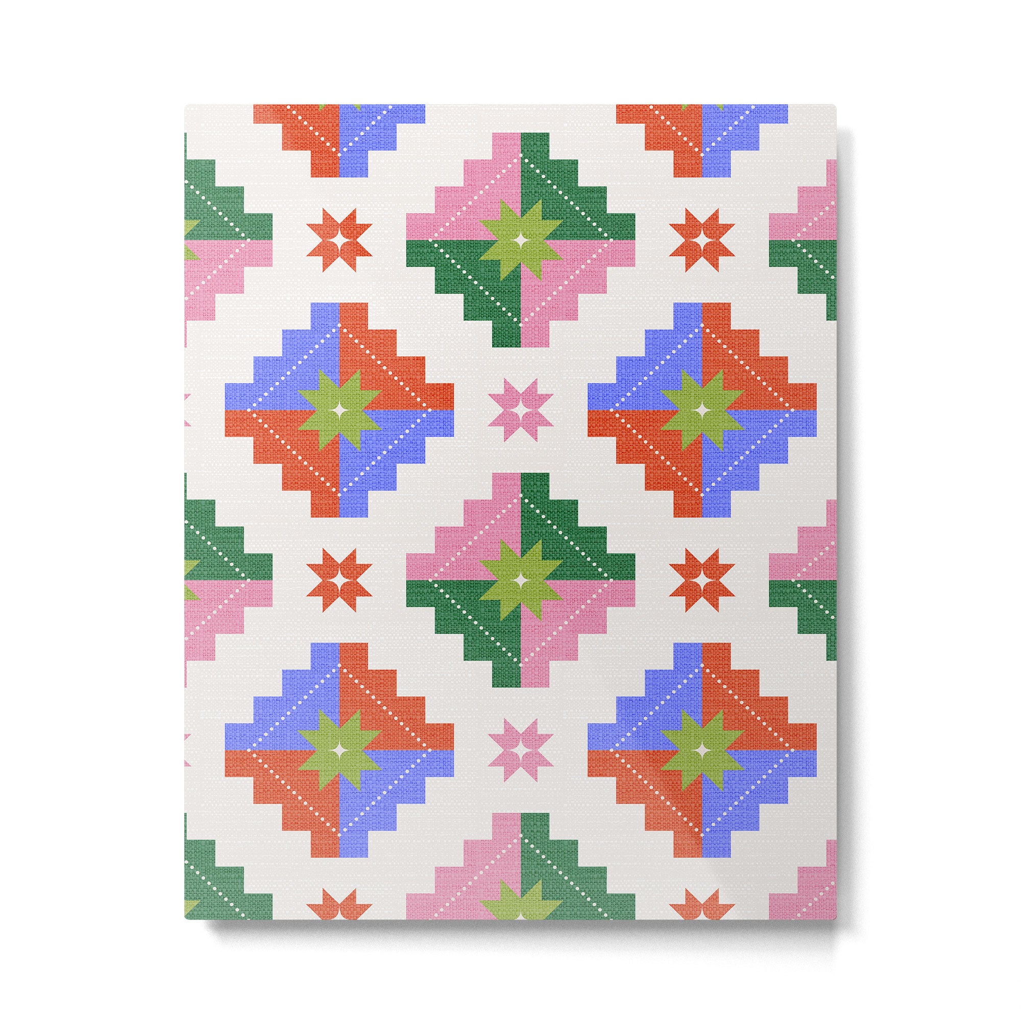 Festive Quilted Starburst Pattern - Vibrant Holiday Design Metal Print Gallery Image 6