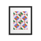 Festive Quilted Starburst Pattern - Vibrant Holiday Design Framed Art Print Gallery Image 6