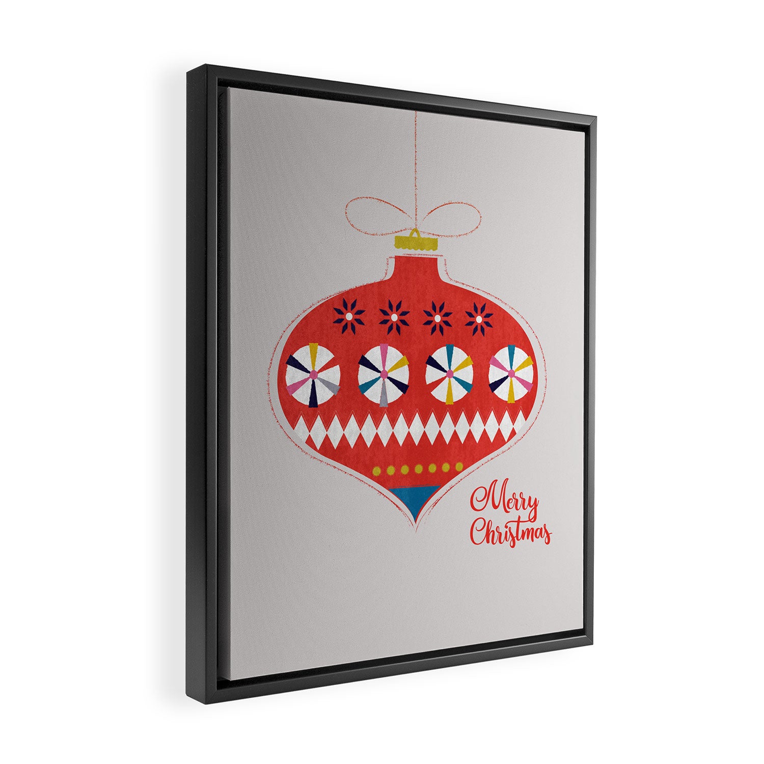Festive red retro bauble Framed Canvas Print Gallery Image 2