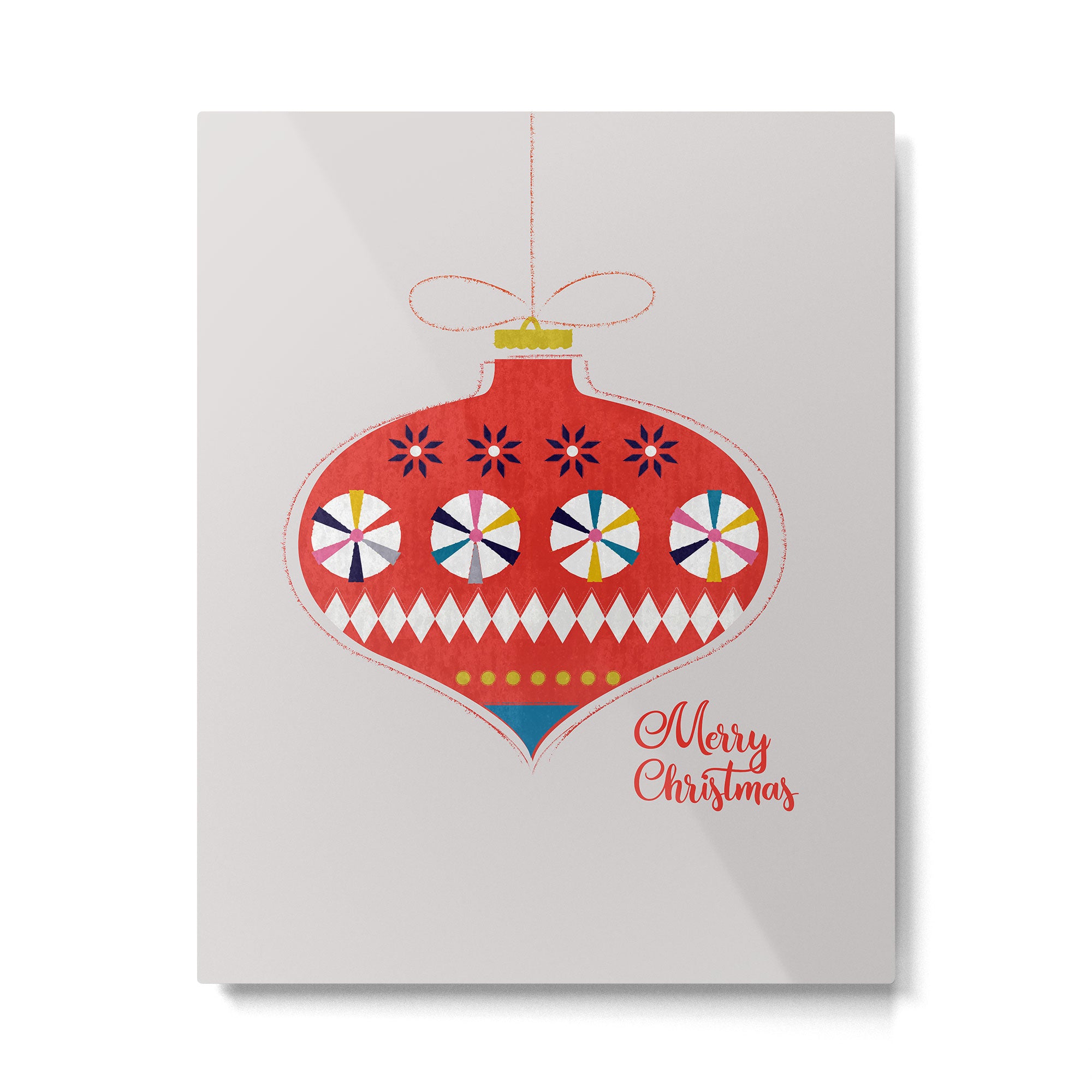 Festive red retro bauble Metal Print Gallery Image 6