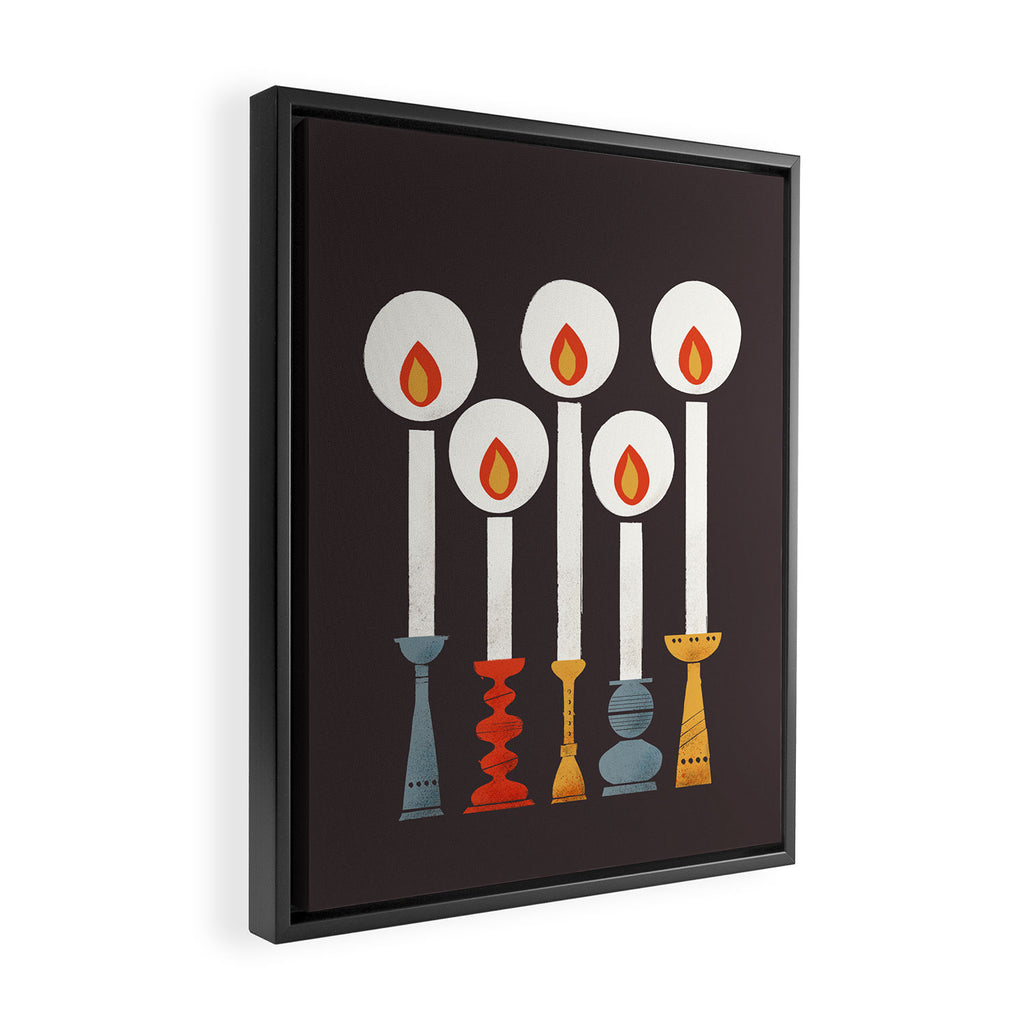 Festive Retro Candles Framed Canvas Print Gallery Image 2