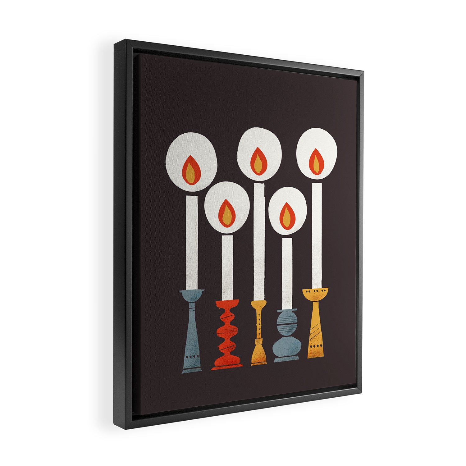 Festive Retro Candles Framed Canvas Print Gallery Image 2