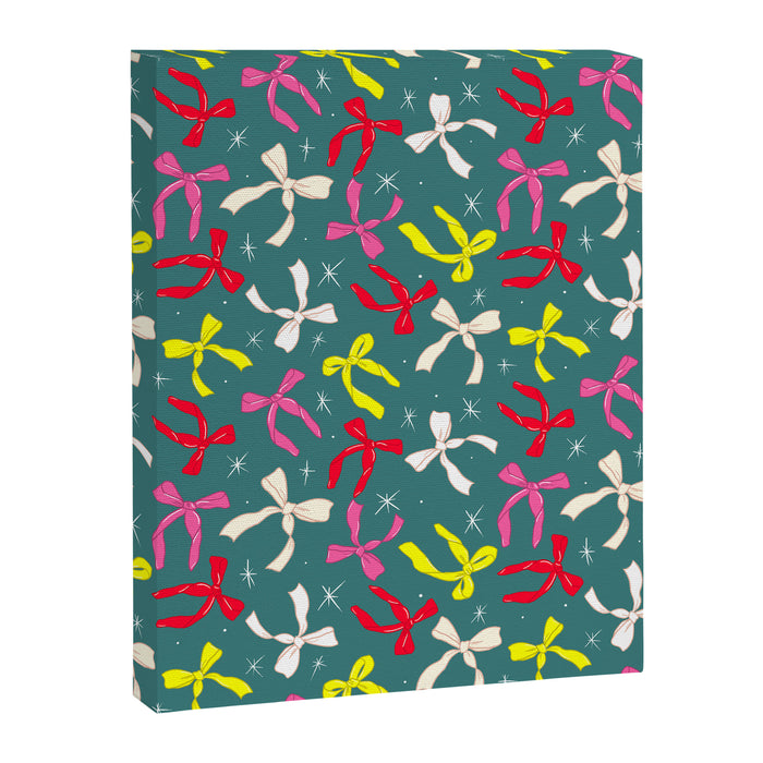 Festive Ribbons Pattern On Teal Canvas Print Gallery Image 1