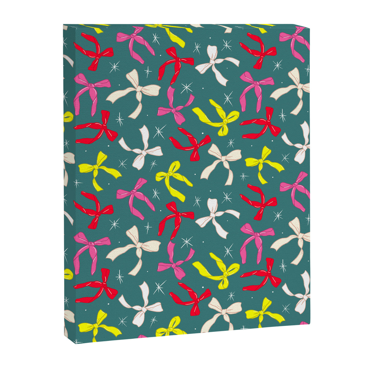 Festive Ribbons Pattern On Teal Canvas Print Gallery Image 6