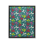 Festive Ribbons Pattern On Teal Framed Canvas Print Gallery Image 6