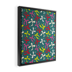 Festive Ribbons Pattern On Teal Framed Canvas Print Gallery Image 2