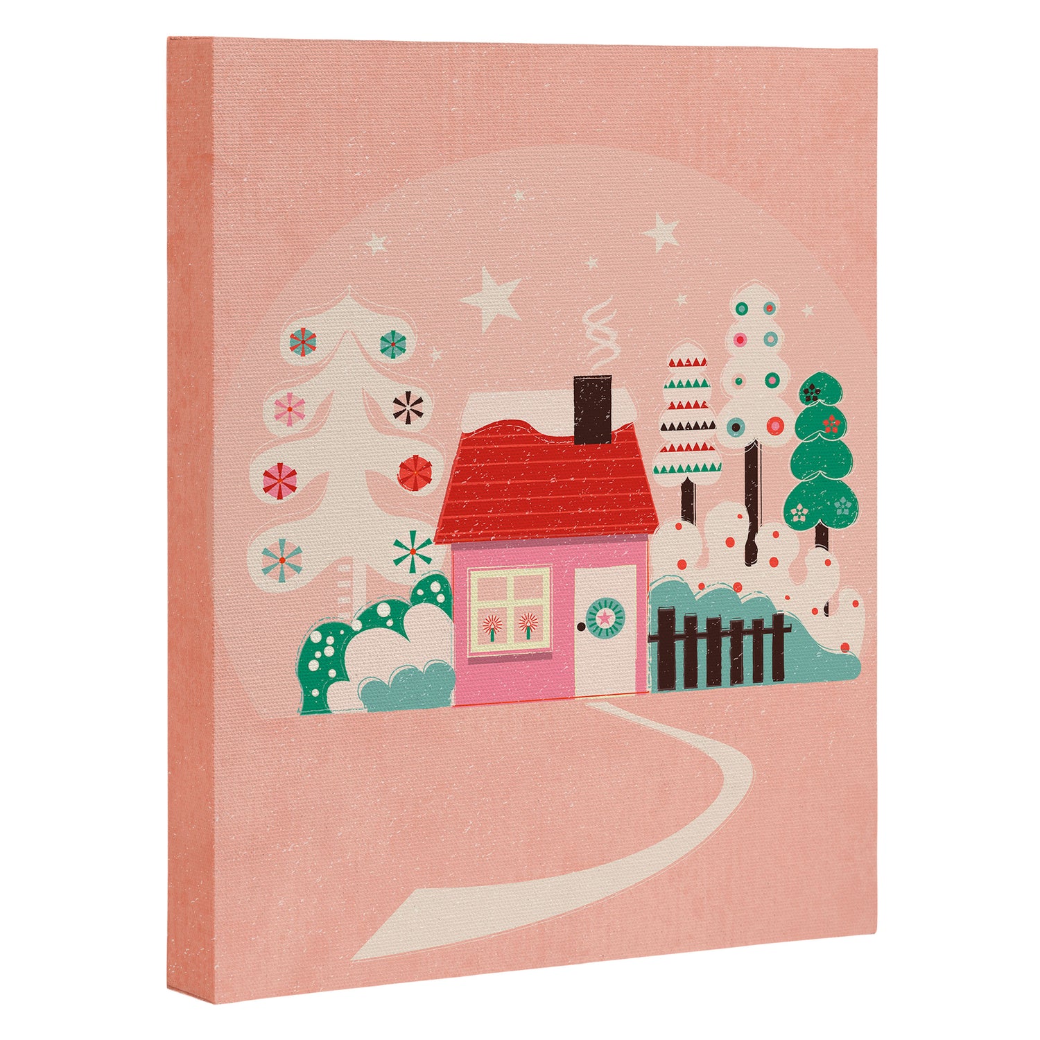 Festive Winter Hut in pink Canvas Print Gallery Image 3