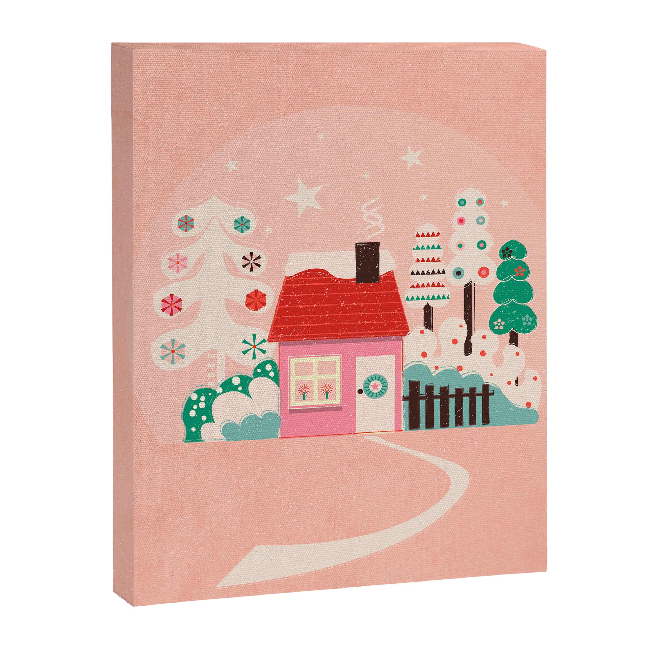 Festive Winter Hut in pink Canvas Print Gallery Image 8