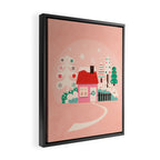 Festive Winter Hut in pink Framed Canvas Print Gallery Image 2