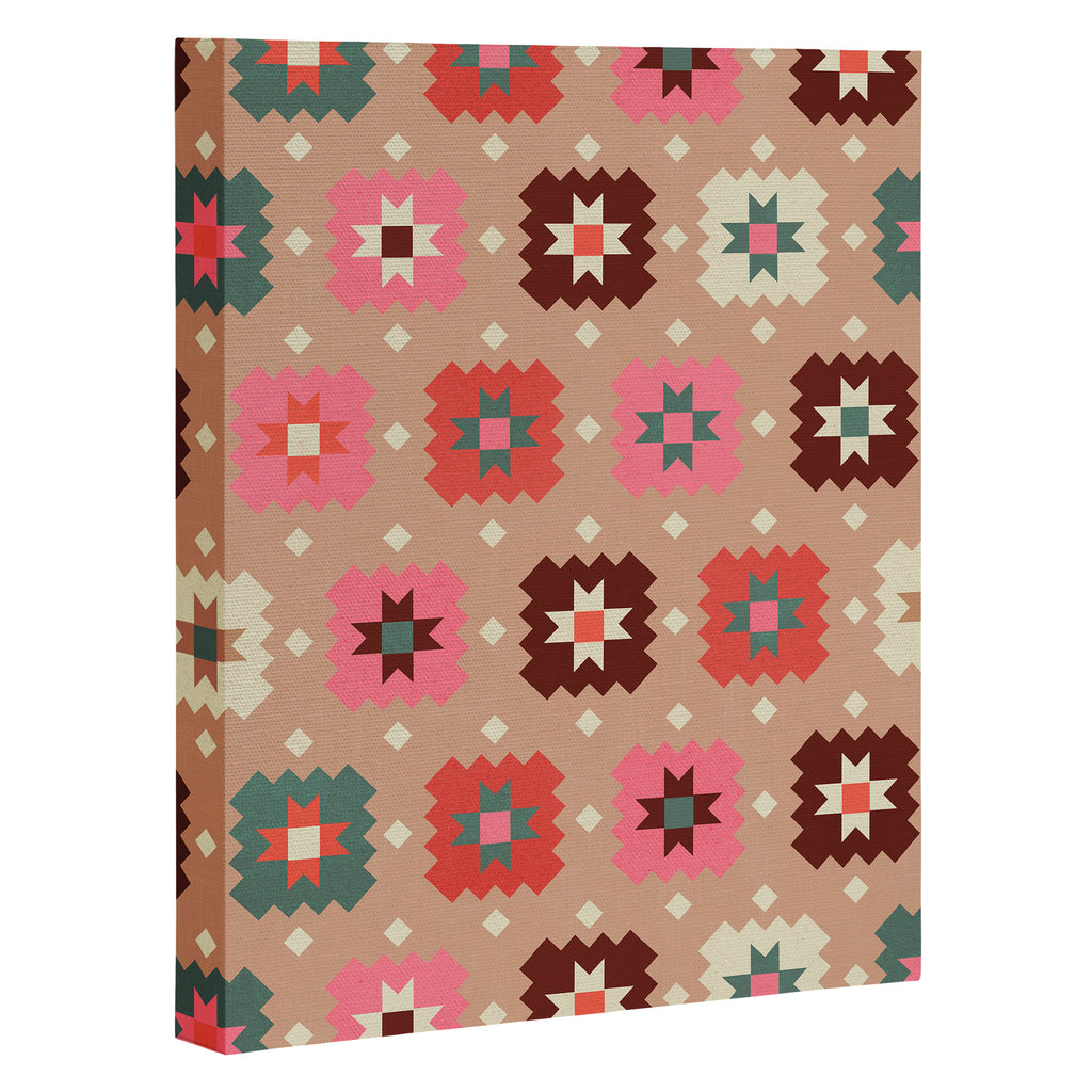 Festive Winter Quilt Tiles With Stars Canvas Print Gallery Image 3
