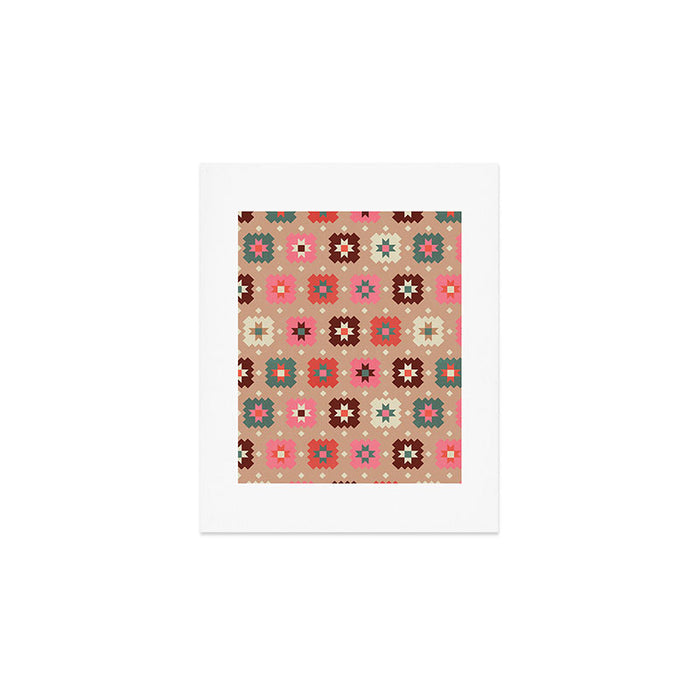 Festive Winter Quilt Tiles With Stars Art Print Gallery Image 1