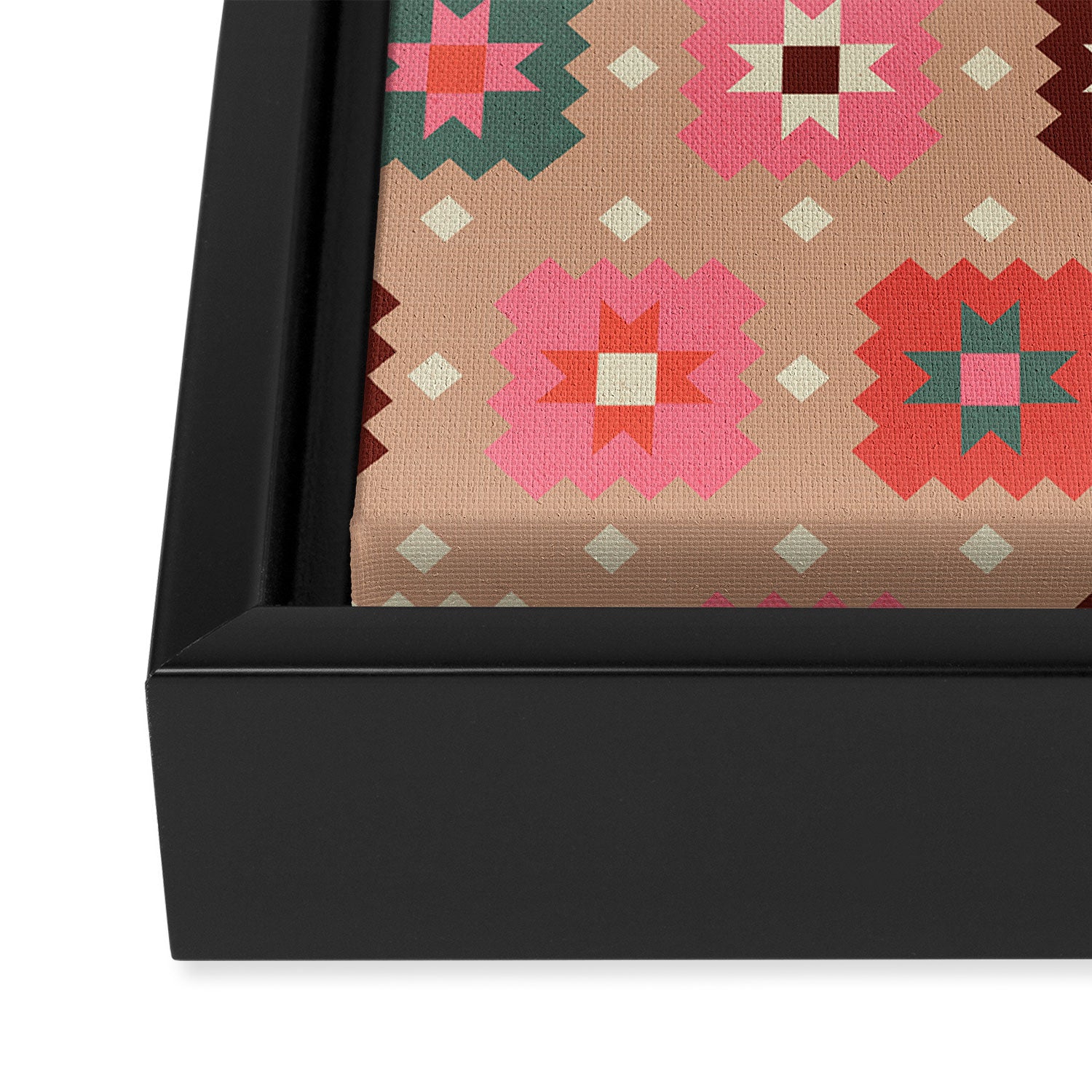 Festive Winter Quilt Tiles With Stars Framed Canvas Print Gallery Image 3