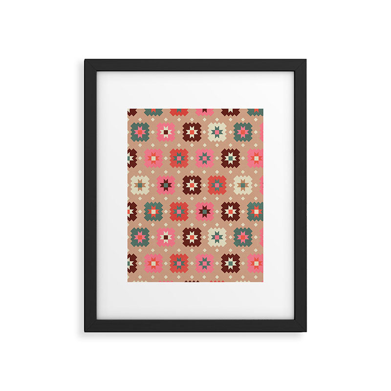 Festive Winter Quilt Tiles With Stars Framed Art Print Gallery Image 4