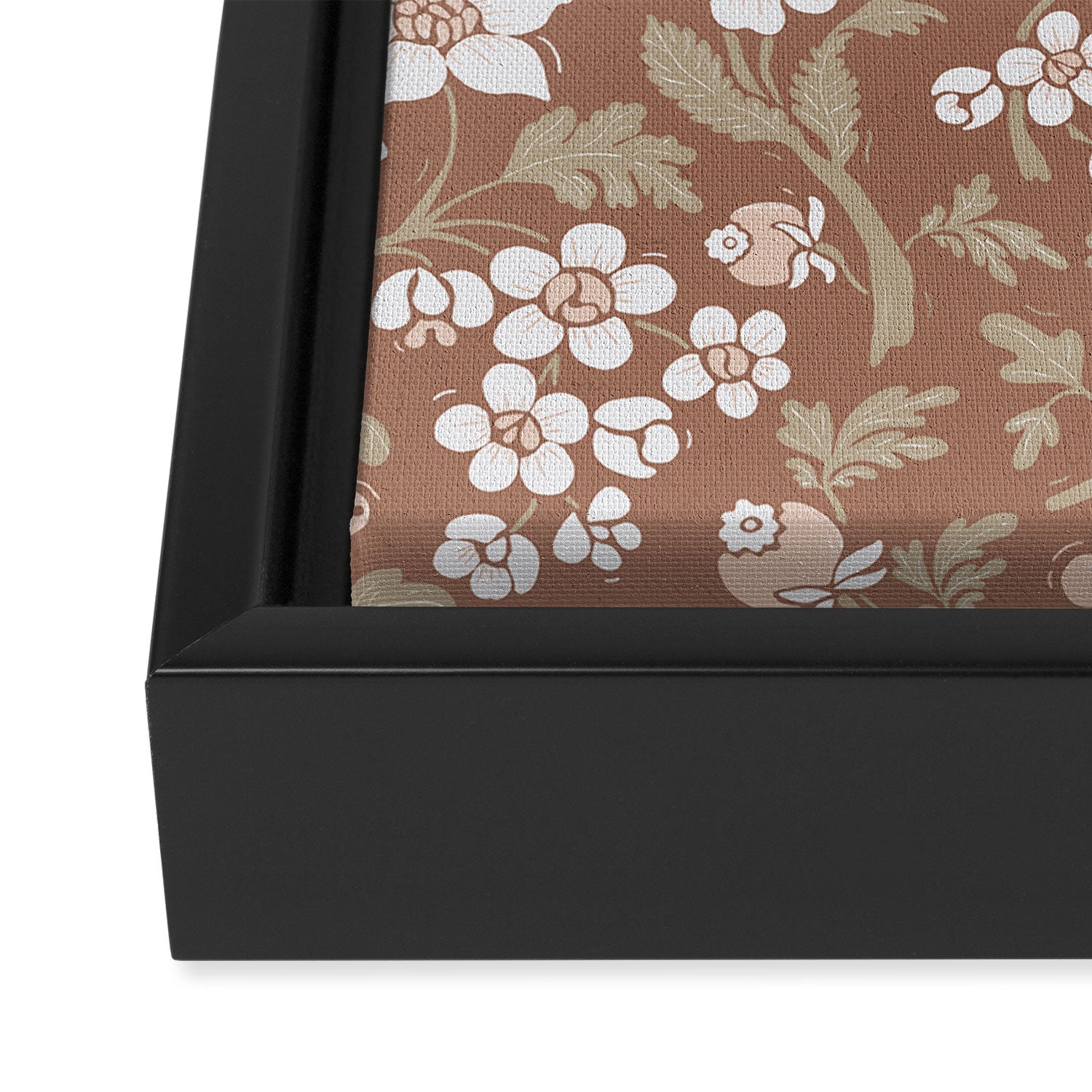 Floral Mocha Mousse Pattern Framed Canvas Print Gallery Image 3