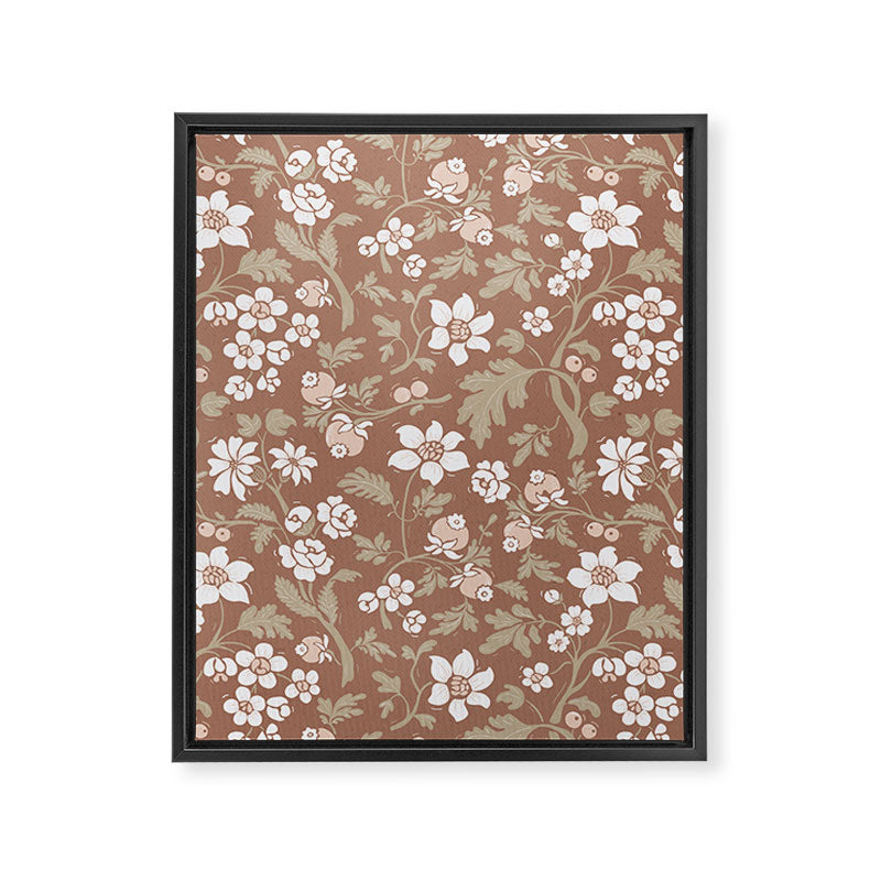 Floral Mocha Mousse Pattern Framed Canvas Print Gallery Image 8