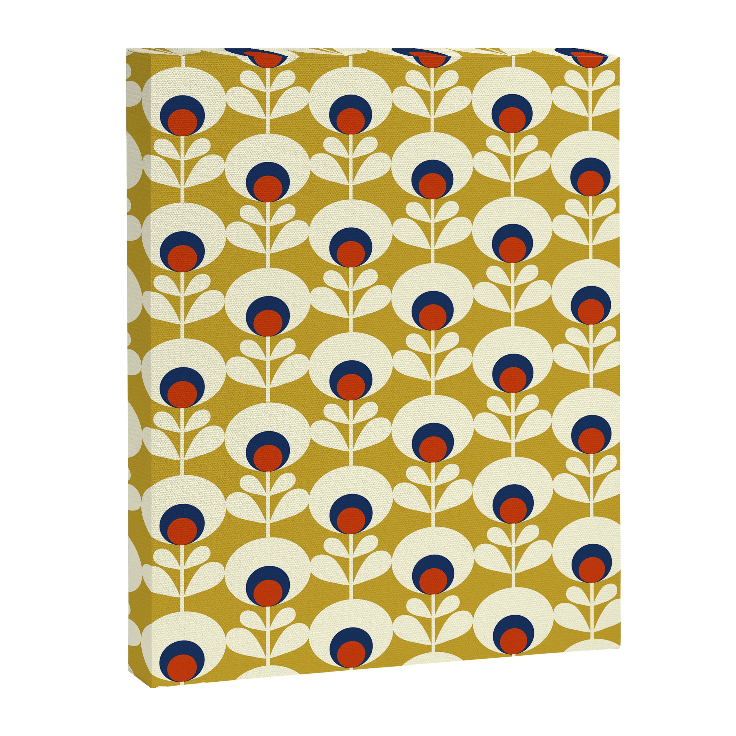 Flowers geometry mustard - retro pattern no3 Canvas Print Gallery Image 8